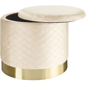 Tectake - Stool Coco upholstered in velvet look with storage space - 300kg capacity - bar stool, dressing table chair, dressing table stool - cream