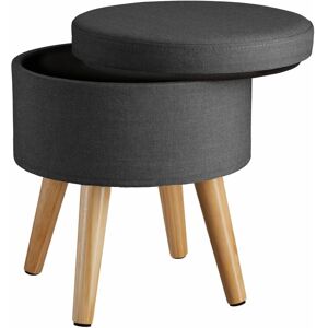 Tectake - Stool Yumi with storage in linen look - dressing table chair, dressing table stool, kitchen stool - dark grey - dark grey