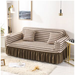 LANGRAY Stretch Sofa Cover Protective 3D Bubble Lattice Cover Stylish High Stretch Sofa Cover Durable Sofa Cover Furniture Protector 4- Seat 235- 300cm Brown