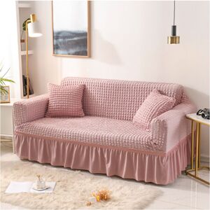 LANGRAY Stretch Sofa Cover Protective 3D Bubble Lattice Cover Stylish High Stretch Sofa Cover Durable Sofa Cover Furniture Protector 4- Seat 235- 300cm Pink