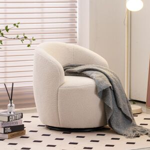 QHJ - Swivel Barrel Chair Living Room Small Corner Chairs Comfy Round Sofa Chair Boucle Accent Chair