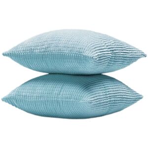 Pesce - Throw Pillow Cover with Stripe Pattern, Set of 2, Corduroy Cushion Covers, Soft Solid Pillow Cases for Bedroom Couch Sofa-18''x18'' Baby Blue