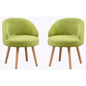 NICEME Tub Chairs Set of 2, Linen Fabric Armchair for Living Room, Lounge Sofa Chair Occasional Chair for Reception Bedroom (Green)
