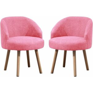 NICEME Tub Chairs Set of 2, Linen Fabric Armchair for Living Room, Lounge Sofa Chair Occasional Chair for Reception Bedroom (Pink)
