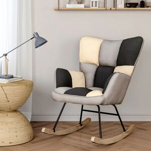 Warmiehomy - Tufted Linen Upholstered Rocking Chair