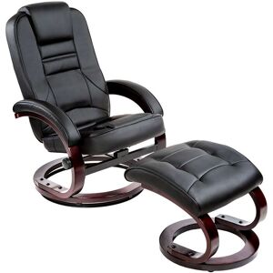 TECTAKE TV armchair with stool model 2 - leather armchair, lounge chair, swivel armchair - black