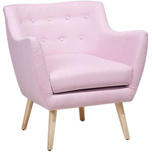 Beliani - Vintage Upholstered Accent Chair Armchair Fabric Pastel Pink Drammen - Pink