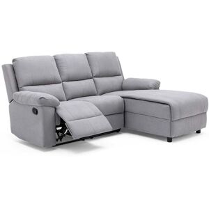 MORE4HOMES Valencia fabric chaise 3 seater high back lounge l shaped corner recliner sofa right corner sofa - Grey