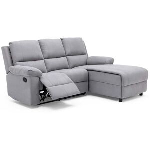 MORE4HOMES VALENCIA FABRIC CHAISE 3 SEATER HIGH BACK LOUNGE L SHAPED CORNER RECLINER SOFA LEFT CORNER SOFA - Grey