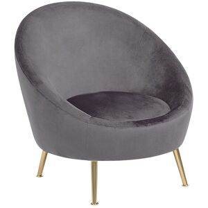Beliani - Accent Tub Chair Grey Glam Velvet Fabric Upholstery Gold Legs Langa - Grey