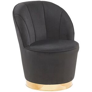 Beliani - Glam Round Accent Tub Chair Black Velvet Upholstery Gold Metal Base Alby - Black