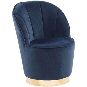 Beliani - Glam Round Accent Tub Chair Dark Blue Velvet Upholstery Gold Metal Base Alby - Blue