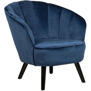 BELIANI Modern Glam Velvet Armchair Shell Back Tufted Dark Blue Dala - Blue