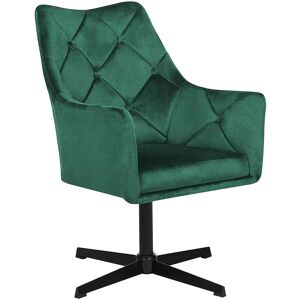 Beliani - Glam Velvet Fabric Armchair Sloped Arms Tufted Back Emerald Green Vaksala - Green