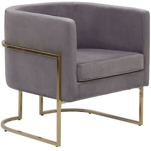 Beliani - Modern Glam Round Back Armchair Decorative Grey Velvet Golden Frame Sirkka - Grey