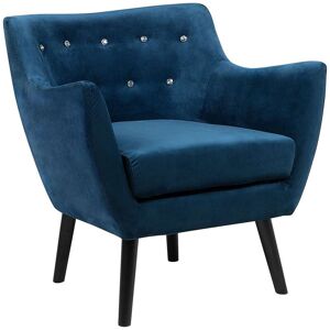 BELIANI Vintage Upholstered Accent Chair Armchair Velvet Fabric Sea Blue Drammen - Blue