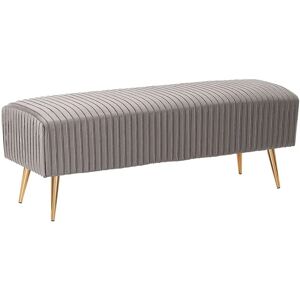 BELIANI Glamour Velvet Bedroom Living Room Bench Gold Metal Legs Grey Paterson - Grey