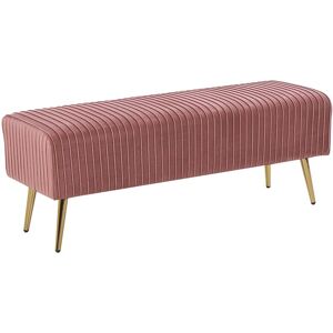 BELIANI Glamour Velvet Bedroom Living Room Bench Gold Metal Legs Pink Paterson - Pink