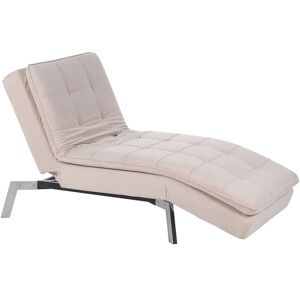 BELIANI Modern Fabric Chaise Lounge Adjustable Back Legs Beige Velvet Loiret - Beige