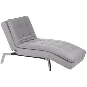 BELIANI Modern Fabric Chaise Lounge Adjustable Back Legs Light Grey Velvet Loiret - Grey