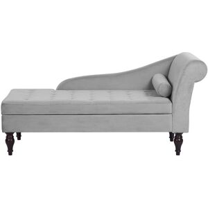 BELIANI Glam Velvet Chaise Lounge with Storage Black Wooden Legs Grey Pessac - Grey