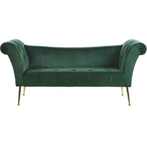 Beliani - Double Ended Chaise Lounge Tufted Velvet Upholstery Gold Legs Green Nantilly - Green