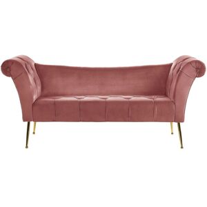 Beliani - Double Ended Chaise Lounge Tufted Velvet Upholstery Gold Legs Pink Nantilly - Pink