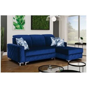 SLIDING WARDROBES 4U Haven Plush Velvet Small/Large Sleek Style Storage Sofa Bed (Blue - SmallRight)