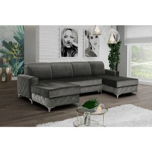 SLIDING WARDROBES 4U Haven Plush Velvet Small/Large Sleek Style Storage Sofa Bed (Grey - Large)