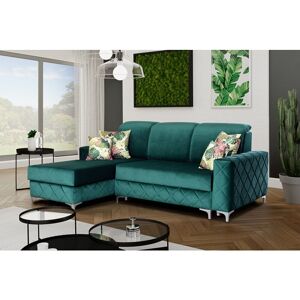 SLIDING WARDROBES 4U Haven Plush Velvet Small/Large Sleek Style Storage Sofa Bed (Green - SmallLeft)