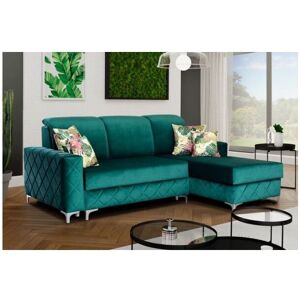 SLIDING WARDROBES 4U Haven Plush Velvet Small/Large Sleek Style Storage Sofa Bed (Green - SmallRight)