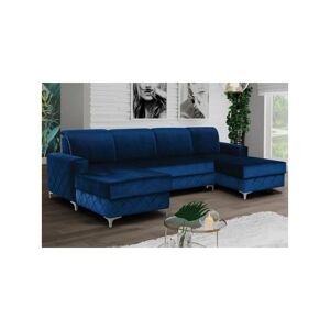 SLIDING WARDROBES 4U Haven Plush Velvet Small/Large Sleek Style Storage Sofa Bed (Blue - Large)