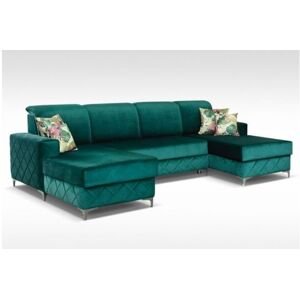 SLIDING WARDROBES 4U Haven Plush Velvet Small/Large Sleek Style Storage Sofa Bed (Green - Large)