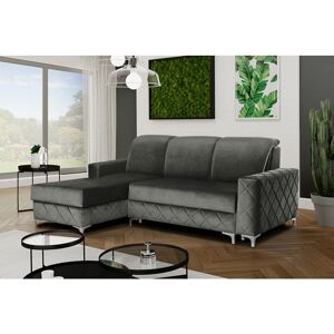 SLIDING WARDROBES 4U Haven Plush Velvet Small/Large Sleek Style Storage Sofa Bed (Grey - SmallLeft)