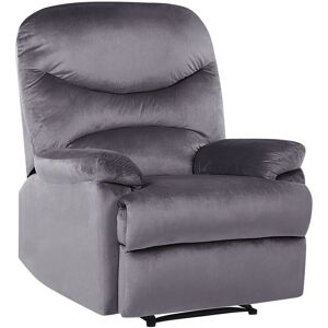 BELIANI Reclining Chair Manual Adjustable Back Footrest Velvet Upholstery Grey Eslov - Grey