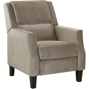 Beliani - Retro Reclining Chair Adjustable Back Footrest Velvet Upholstery Taupe Egersund - Beige