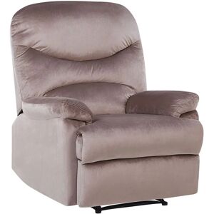 Beliani - Reclining Chair Manual Adjustable Back Footrest Velvet Upholstery Taupe Eslov - Beige