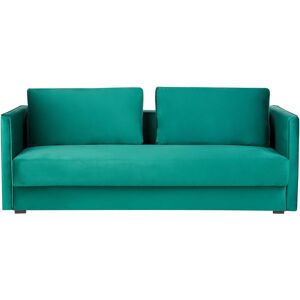 BELIANI Velvet Sofa Bed Convertible Sleeper with Storage Removable Cushions Green Eksjo - Green