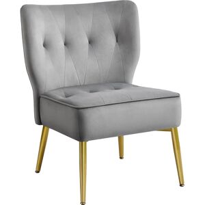 Velvet Tufted Accent Chair with Golden Legs, Armless Living Room Chair, Grey - Yaheetech