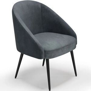 PRIVATEFLOOR Design Armchair - Upholstered in Velvet - Wasda Light grey Velvet, Metal, Wood - Light grey