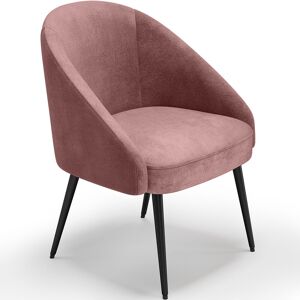 PRIVATEFLOOR Design Armchair - Upholstered in Velvet - Wasda Pink Velvet, Metal, Wood - Pink