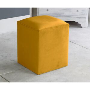 SERENE LIVING Victoria Plush Velvet Square Foot Stool Pouffe - Turmeric