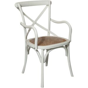 BISCOTTINI Vintage Thonet wood and rattan chair 89x50x43 cm Rustic bedroom armchair with armrests Kitchen dining room chair Modern chair - antique white