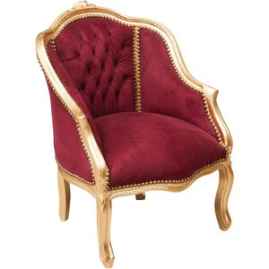 Biscottini - Baroque armchair with armrests 63x80x57 Upholstered living room armchair Louis xvi chairs French style Velvet bedroom armchair - red and