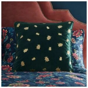 Wedgwood - Firefly Emerald Plush Velvet Embroidered Feather Filled Cushion Sofa Bed Accessory 50x50cm - Green