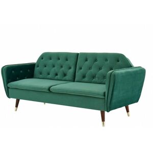 Home Detail - Whitby dark green velvet 3seater sofabed