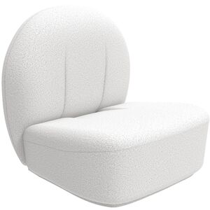 PRIVATEFLOOR Design Armchair - Upholstered in Bouclé Fabric - Loraine White Boucle, Wood - White