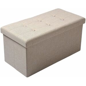 Large Linen Folding Storage Ottoman Pouffe Seat Foot stools Storage Box Cream - Cream - Woltu