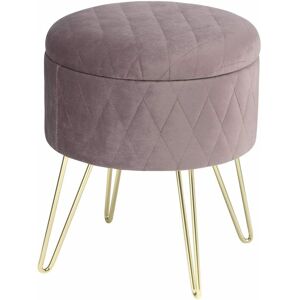 Round Velvet Ottoman Footrest stools Compact Vanity Seat w/ Storage And Lid Pink - Pink - Woltu