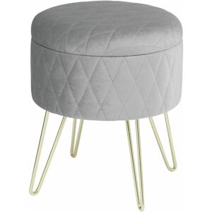 Round Velvet Ottoman Footrest stools Compact Vanity Seat w/ Storage And Lid Light Grey - Light Grey - Woltu
